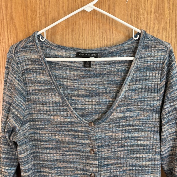 A Pea In The Pod Maternity Sweater Dress Size Large Gray Green - Picture 2 of 11